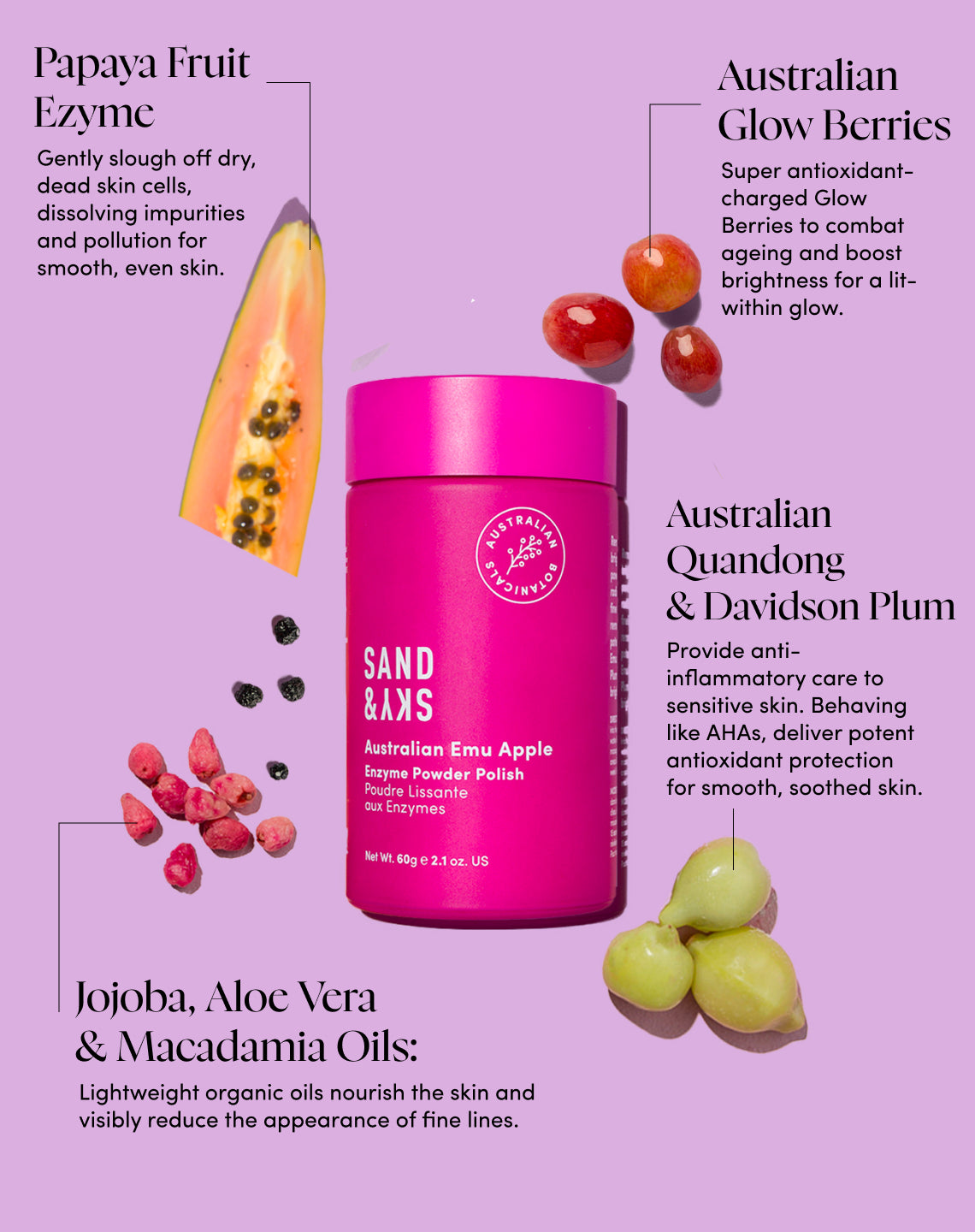 Anwendungshinweise für das Australian Glow Berries Enzyme Powder Polish von SandSky