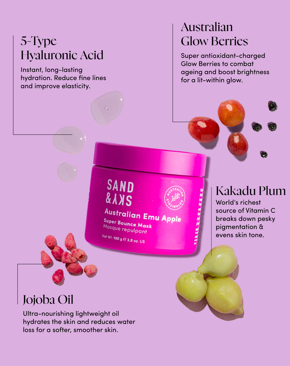 Anwendung der Australian Glow Berries Super Bounce Mask von SandSky – Anleitung