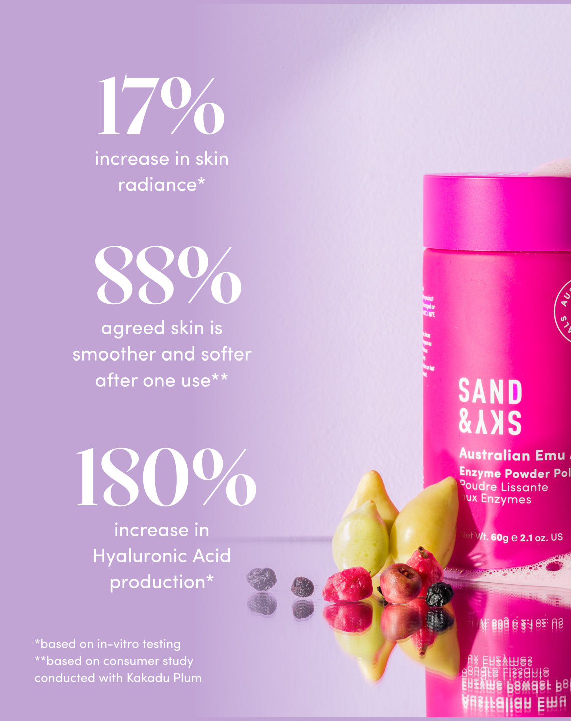 Vorteile und Ergebnisse des Australian Glow Berries Enzyme Powder Polish von SandSky