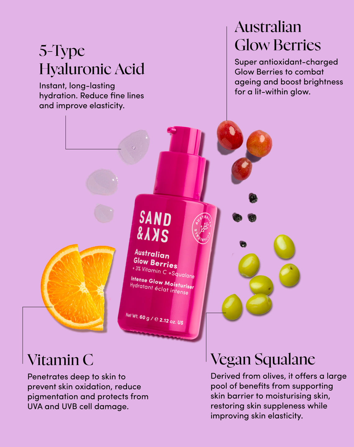 Anwendungshinweise für den Australian Glow Berries Intense Glow Moisturizer von SandSky