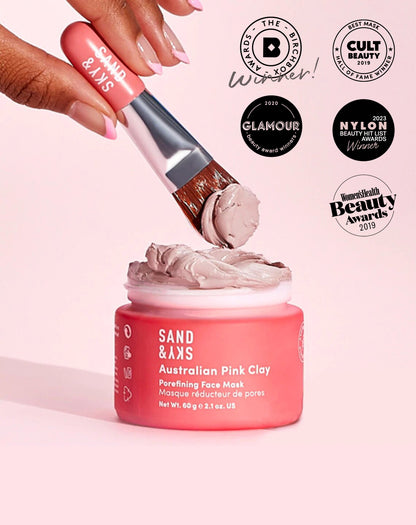 Australian Pink Clay Porefining Face Mask - 100g pink clay face mask jar front view