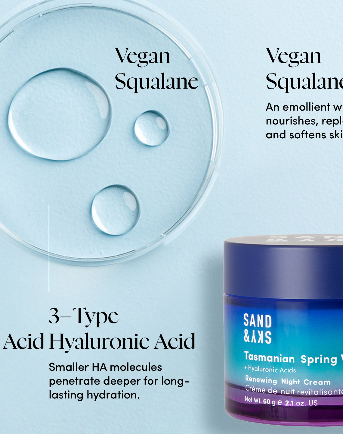 Anwendungshinweise für die SandSky Tasmanian Spring Water Renewing Night Cream
