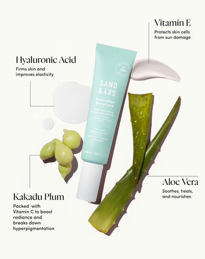 Australian Sunshield Daily Hydrating Sunscreen SPF50+ – Inhaltsstoffe und Formeldetails von SandSky