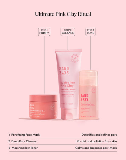 Porefining Face Mask lifestyle - woman applying pink clay mask