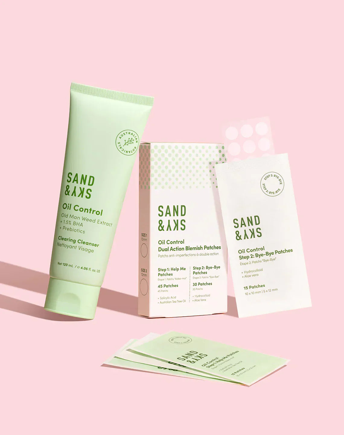 Oil Control Dual Action Blemish Patches - front view of hero by Sand and Sky INT