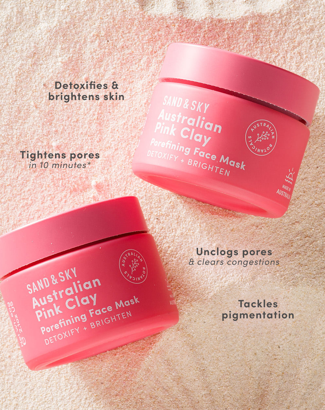 Australian Pink Clay Mask Besties Kit - texture and consistency closeup