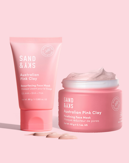 Pink Clay Power Duo – Vorderansicht des Sets von SandSky